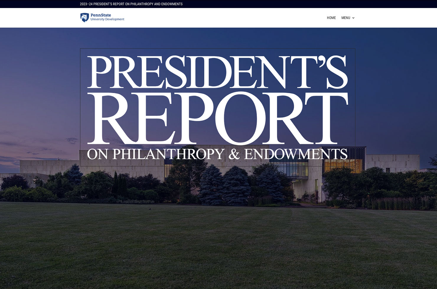 website-presidentsreport Screenshot of the President's Report Website